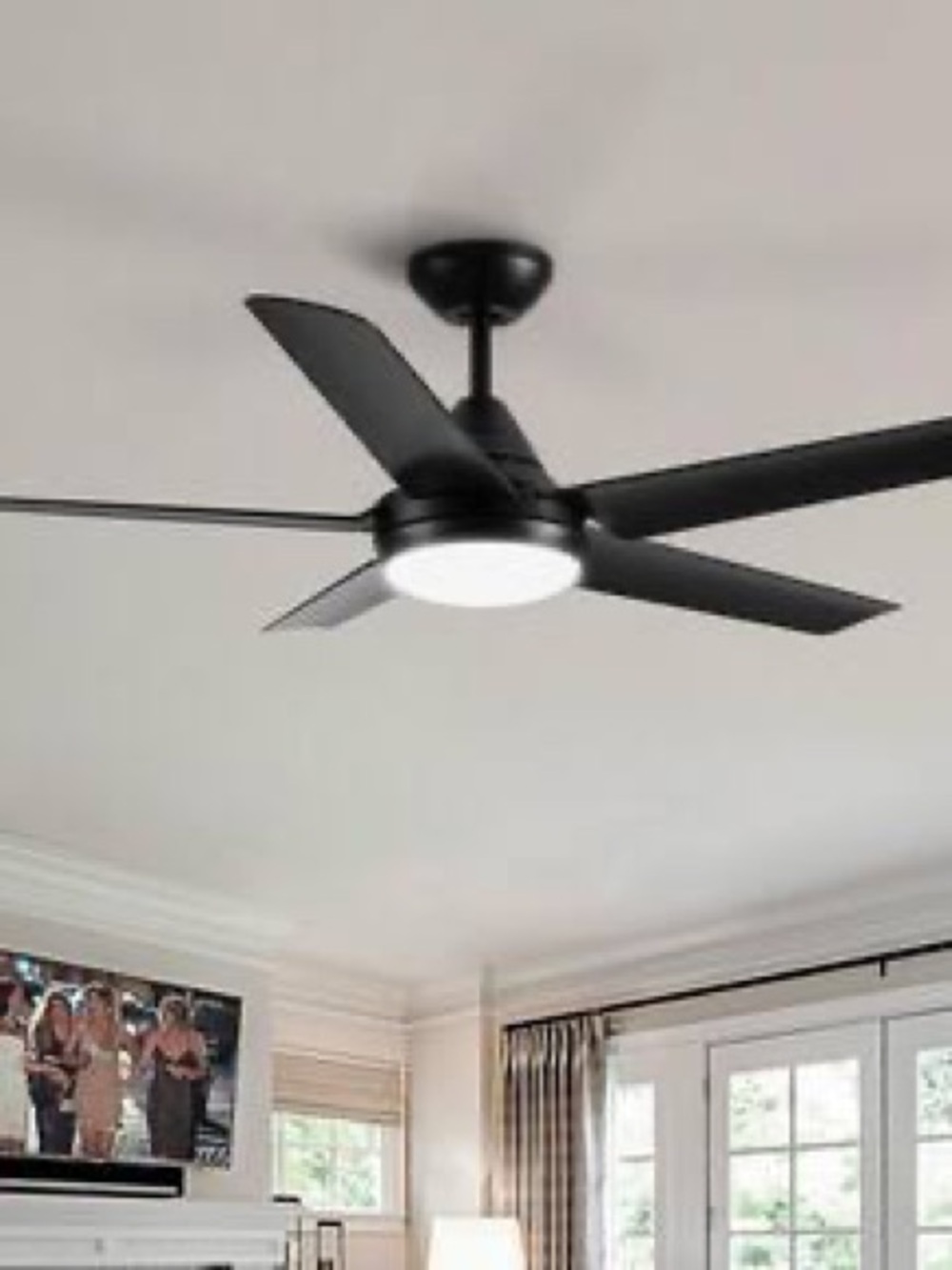 48 Ich Modern Black 5-Blade Ceiling Fan with Light